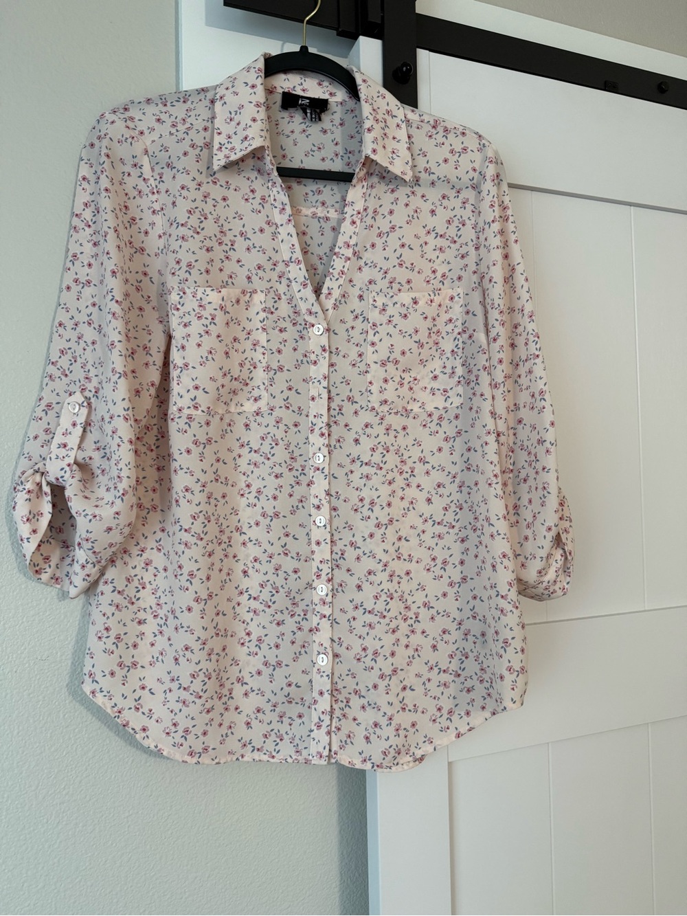 Iz Byer Light Pink Floral Button-Down Shirt